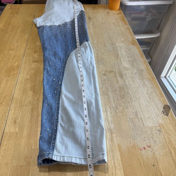 ORTTU Austin Diamon Denim Rhinestones Jeans Size L Daring Statement Club Sexy - Picture 11 of 13
